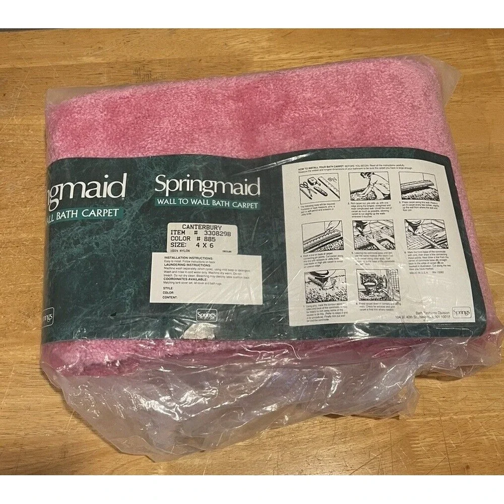 Vtg Springmaid Hot Pink Bath Carpet ~ Wall To Wall 4' X 6'‎ NOS MCM